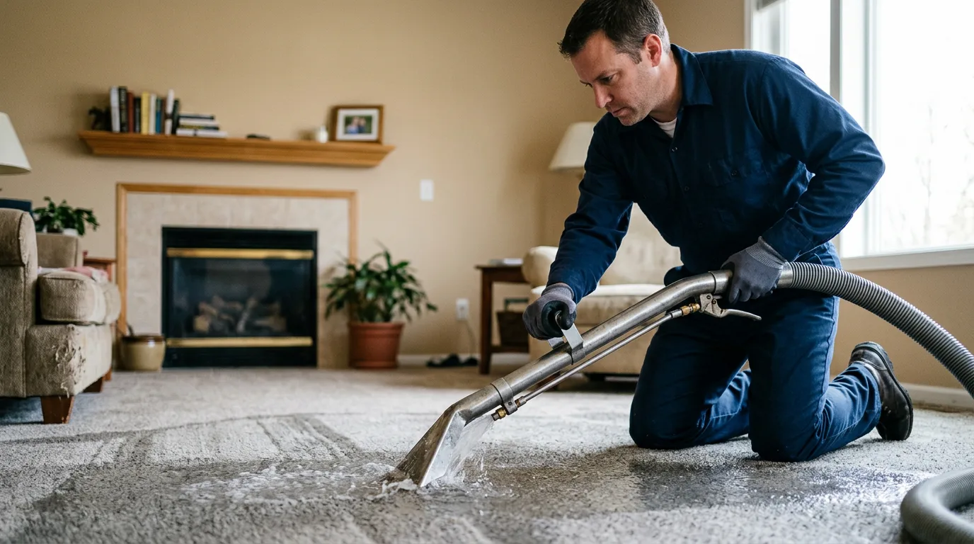 Water damage restoration technician working near Adams, NY